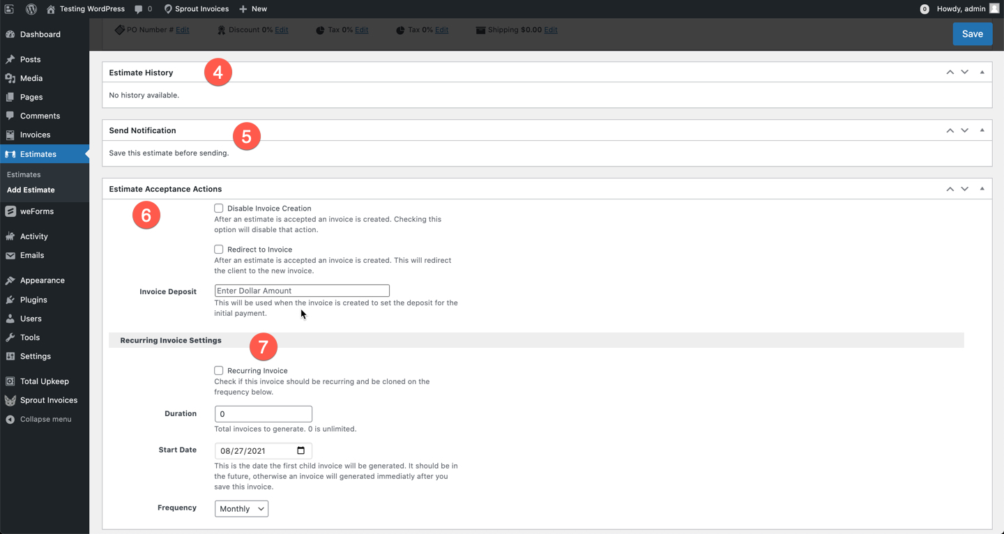 How To Create Estimates With Sprout Invoices InMotion Hosting