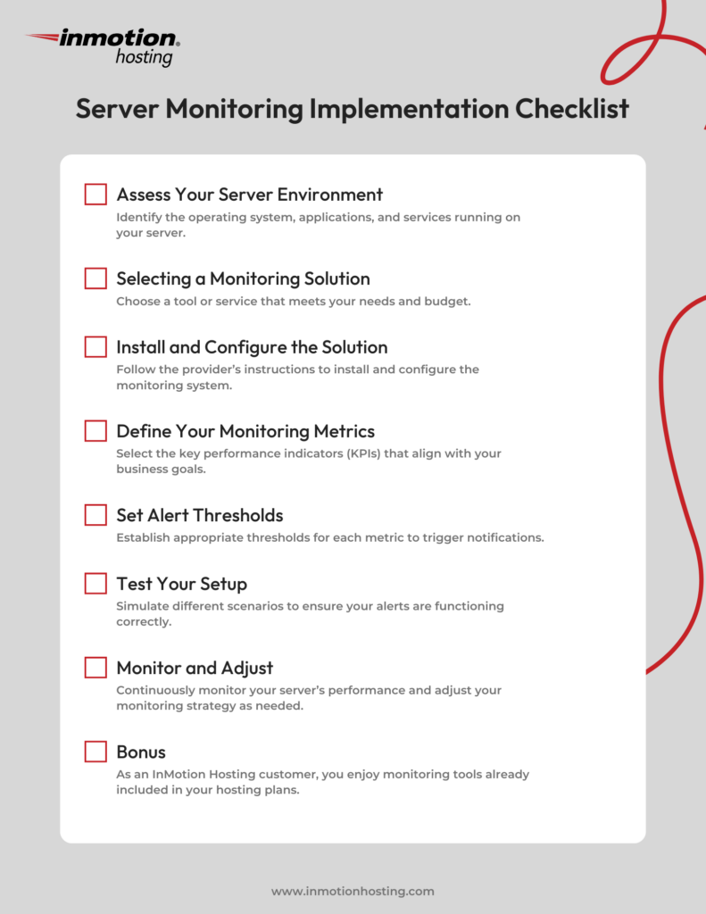 Server monitoring implementation checklist