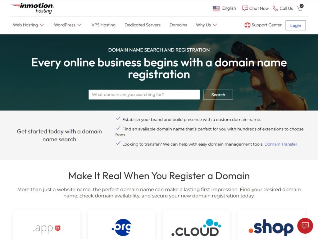 Register your domain with InMotion Hosting