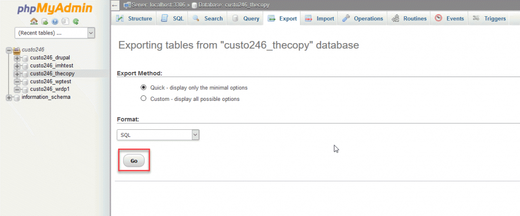 How To Export A Database Using Phpmyadmin Inmotion Hosting Support Center 7541