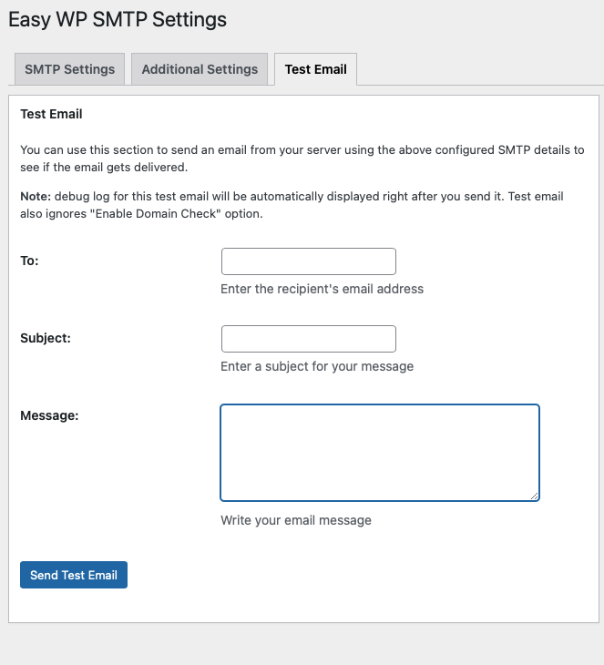 the easy SMTP test email