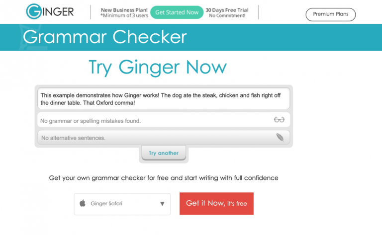 free ginger grammar checker