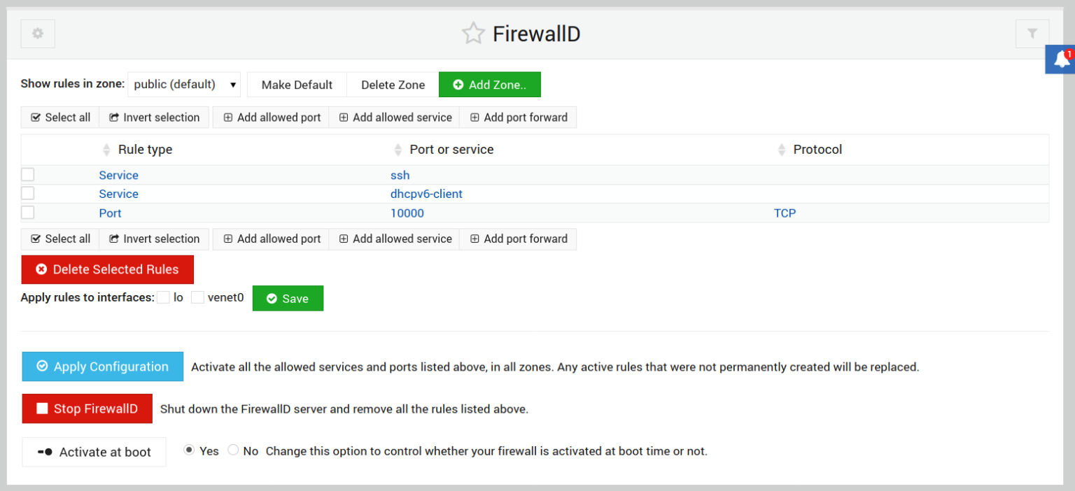 Настройка firewall в linux webmin