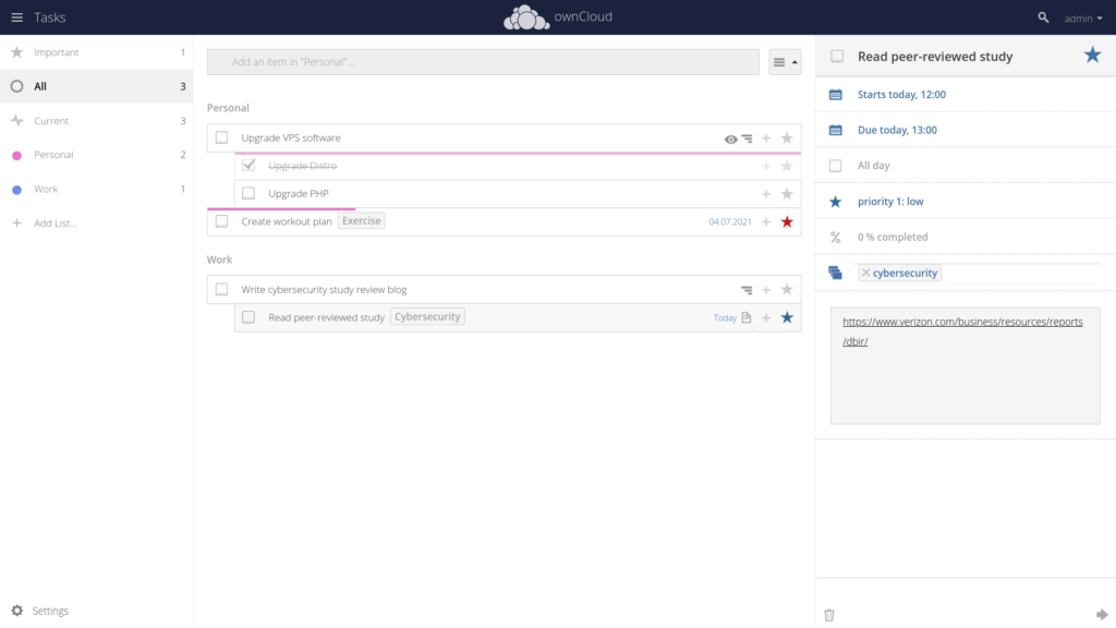 the ownCloud Tasks App in 5 Easy Minutes | InMotion Hosting