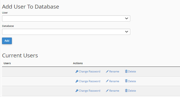 Add User to database in cPanel