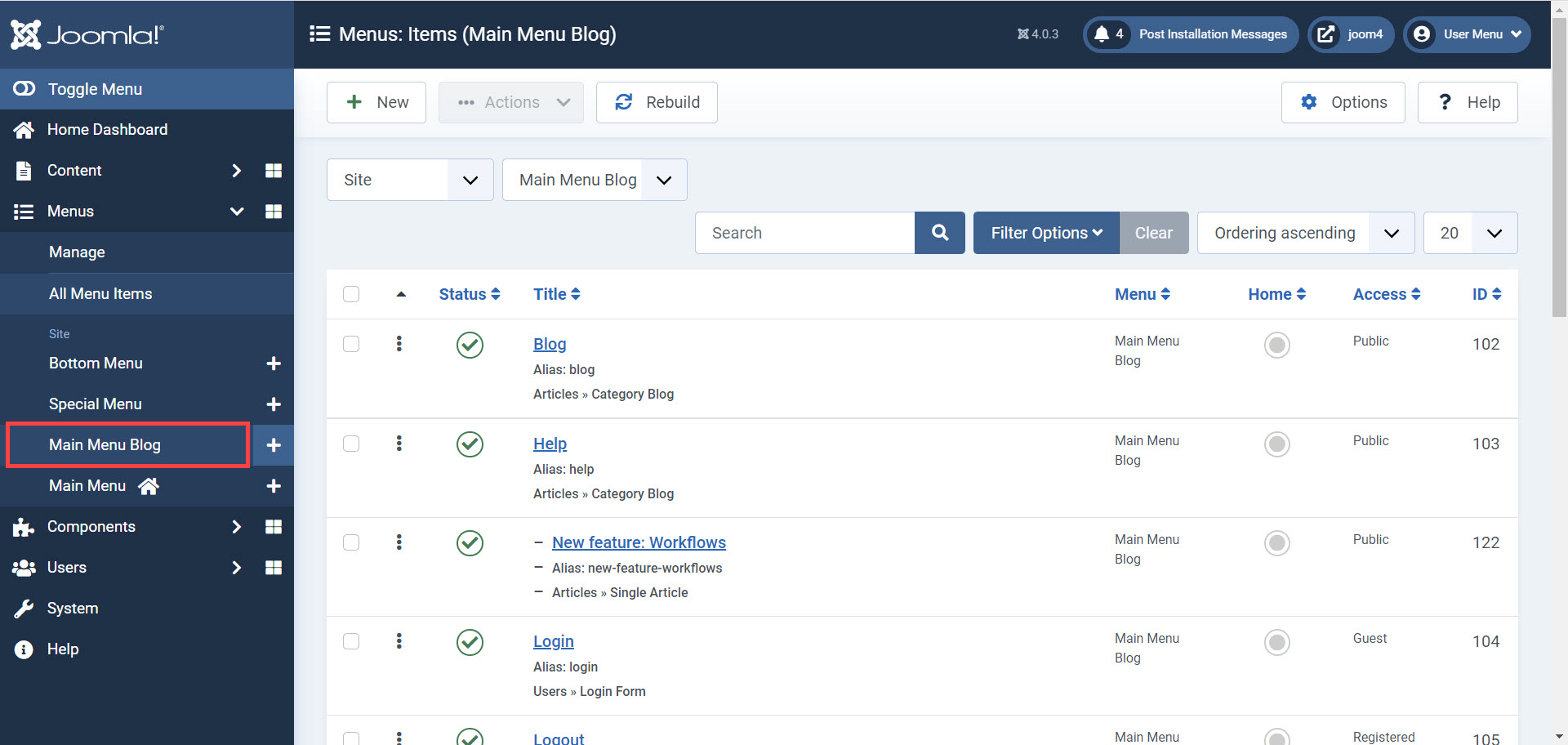 Learning About the Menu Interface in Joomla 4.0 InMotion Hosting