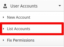 List Accounts Menu