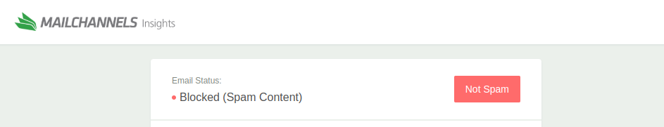 MailChannels Not Spam button